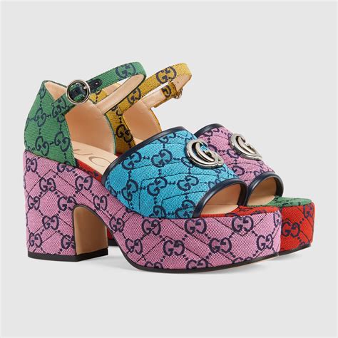 gucci multicolor platform sandals